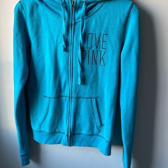 Pink Victoria’s Secret blue zip up hoodie size small - Picture 6 of 9